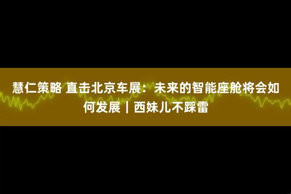 慧仁策略 直击北京车展：未来的智能座舱将会如何发展｜西妹儿不踩雷